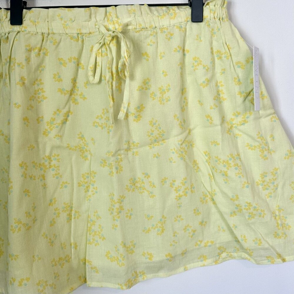 NWT Abound Gauzy Green-Yellow Moxie Floral Drawstring Skirt - S - Picture 3 of 6